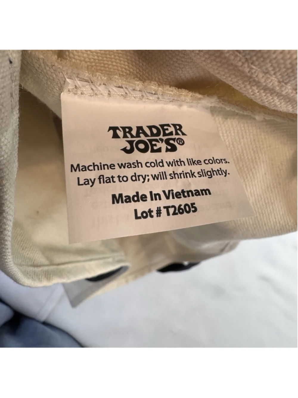 NWT Trader Joe's Large Canvas Tote Bag Navy Blue Reusable Authentic